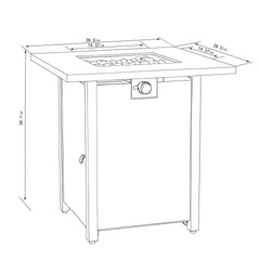 28" Propane Gas Fire Pit Table, 50000 BTU Square Steel Fire Pit  for Outside Patio Deck Garden Courtyard -Black