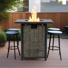 28" Propane Gas Fire Pit Table, 50000 BTU Square Steel Fire Pit  for Outside Patio Deck Garden Courtyard -Black
