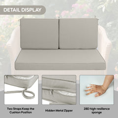 Outdoor Loveseat Cushion Set 48 x 24 Inch, Waterproof & 3-Year Fade Resistant Patio Furniture Cushions with Removable Cover, Ties and Hidden Zipper for Sofa Bench Couch pad, Beige (1xseat+2Xback cushi