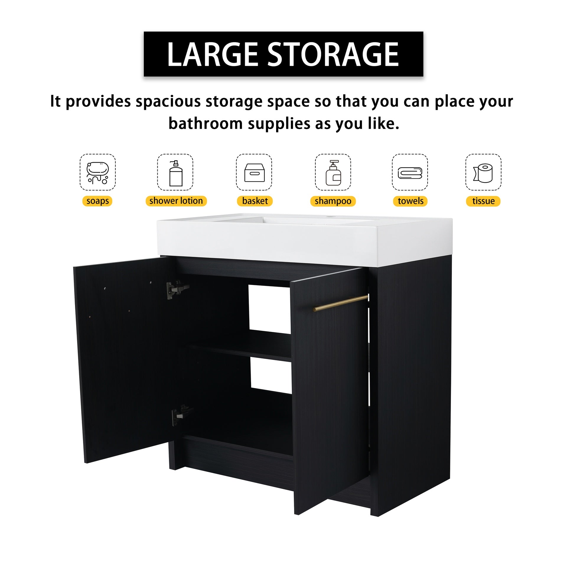 84 Inch Freestanding Bathroom Vanity with Resin Sink and a Storage Cabinets, With Soft Closing Door, 09236*2+0312 Combination Cabinet, KD-Package
