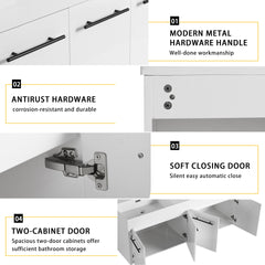 60 Inch Wall-Mounted Bathroom Vanity with Sink, Thick Edged Double Resin Sink, KD-Package