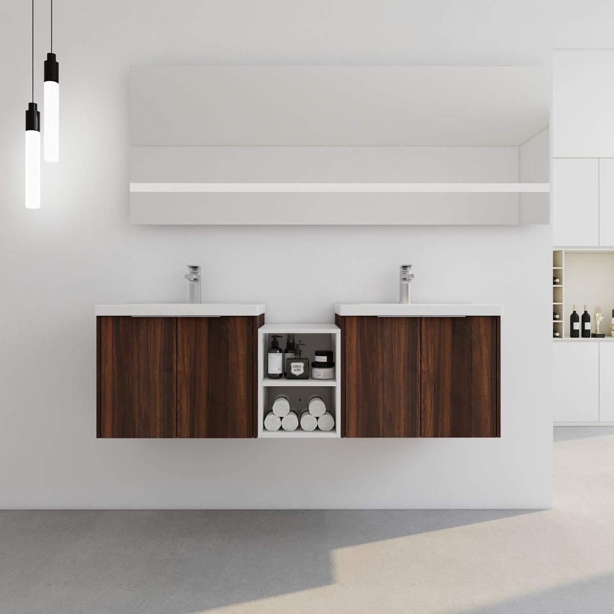 60 Inch Soft Close Doors Bathroom Vanity With Sink, A Small Storage Shelves, 24" and 12" Combination Cabinet,(KD-Packing)
