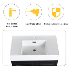 30 Inch Freestanding Bathroom Vanity with Resin Sink, With Soft Closing Door, KD-Package