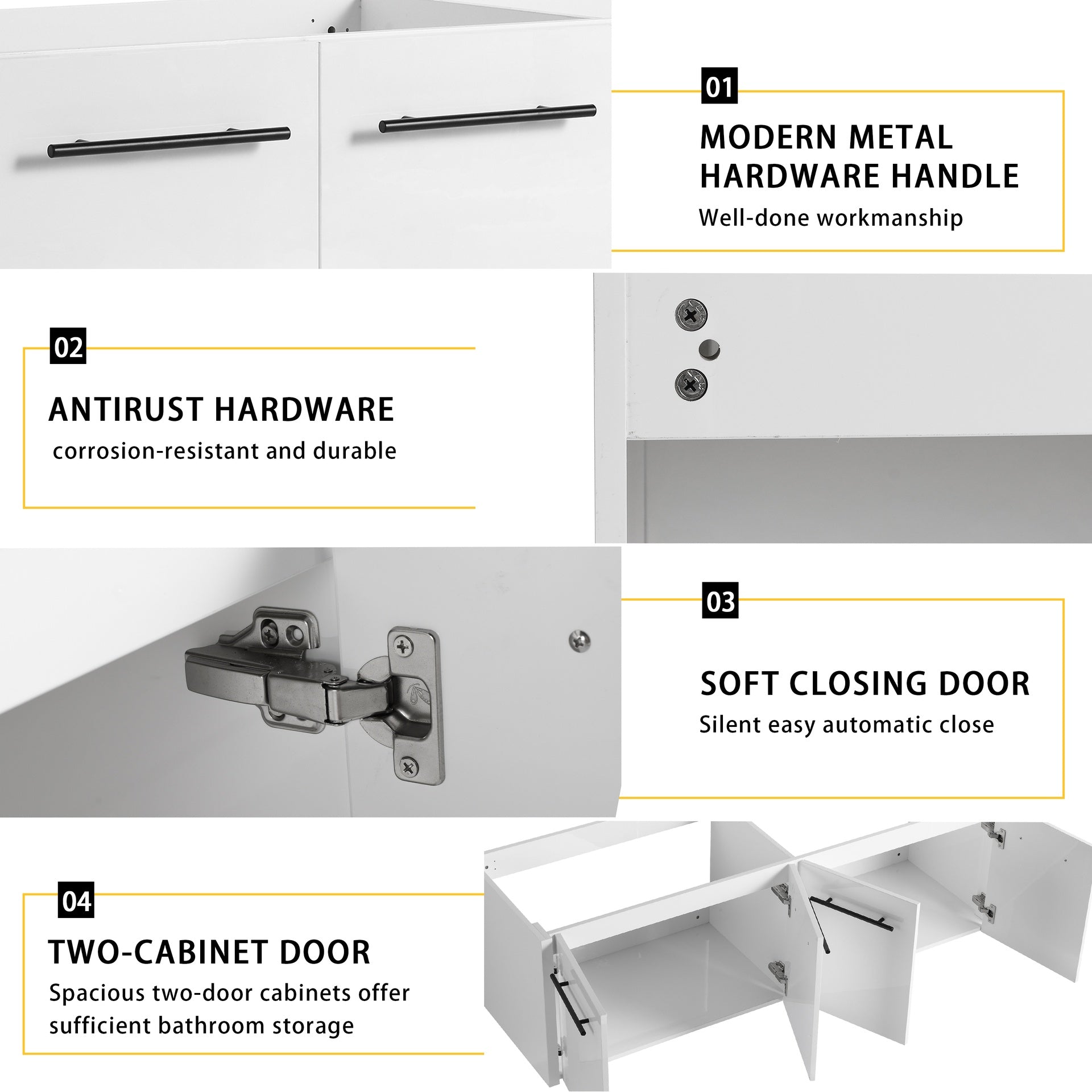 60 Inch Wall-mounted Bathroom Vanity (Only the Cabinet Body, No Top Sink)-BVB09160GWH