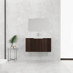 36 Inch Bathroom Cabinet With Resin Sink,Soft Close Doors,Float Mounting Design