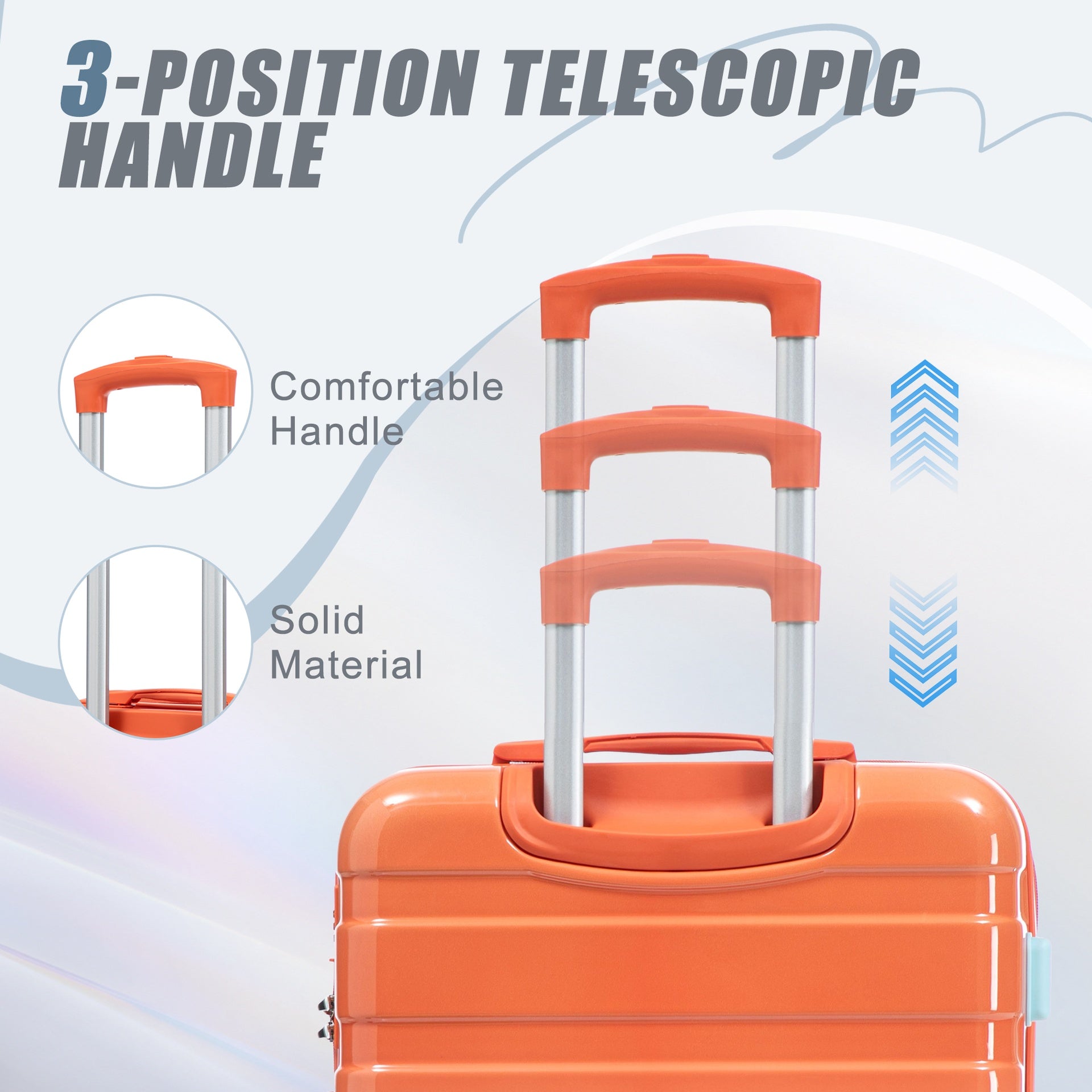 20"/24"/28" 3 pcs/set in PC Spinner Wheel Luggage, Carry on Suitcase, With Gradient Color and Combination Lock(Blue+Red)