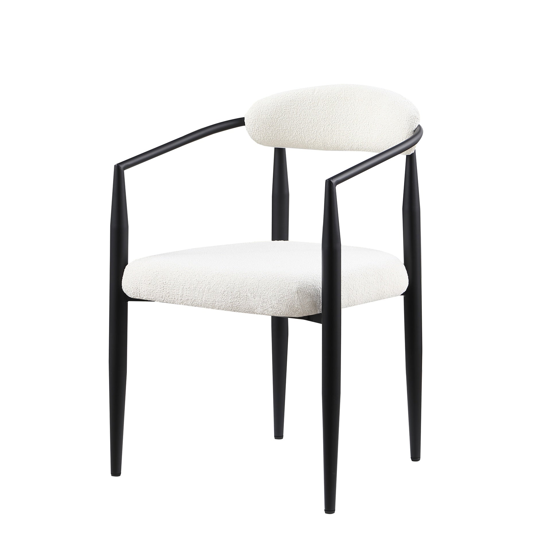 Woker Dining Chairs Set of 2, Mid-Century Modern Dining Chairs, Kitchen Dining Room Chairs, Round Boucle Backrest Sherpa Dining Chair with Black Metal Legs