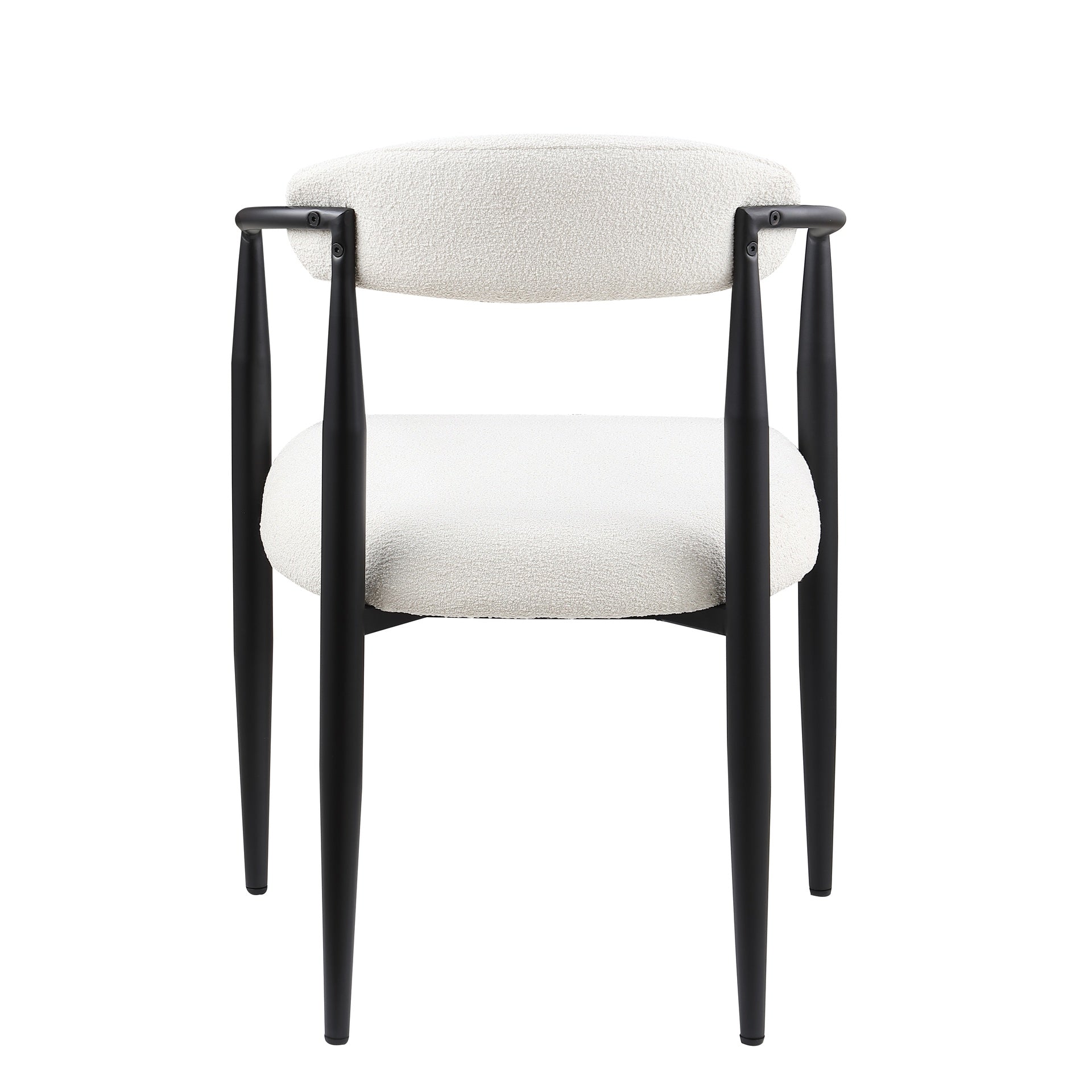 Woker Dining Chairs Set of 2, Mid-Century Modern Dining Chairs, Kitchen Dining Room Chairs, Round Boucle Backrest Sherpa Dining Chair with Black Metal Legs
