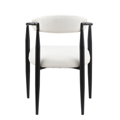 Woker Dining Chairs Set of 2, Mid-Century Modern Dining Chairs, Kitchen Dining Room Chairs, Round Boucle Backrest Sherpa Dining Chair with Black Metal Legs