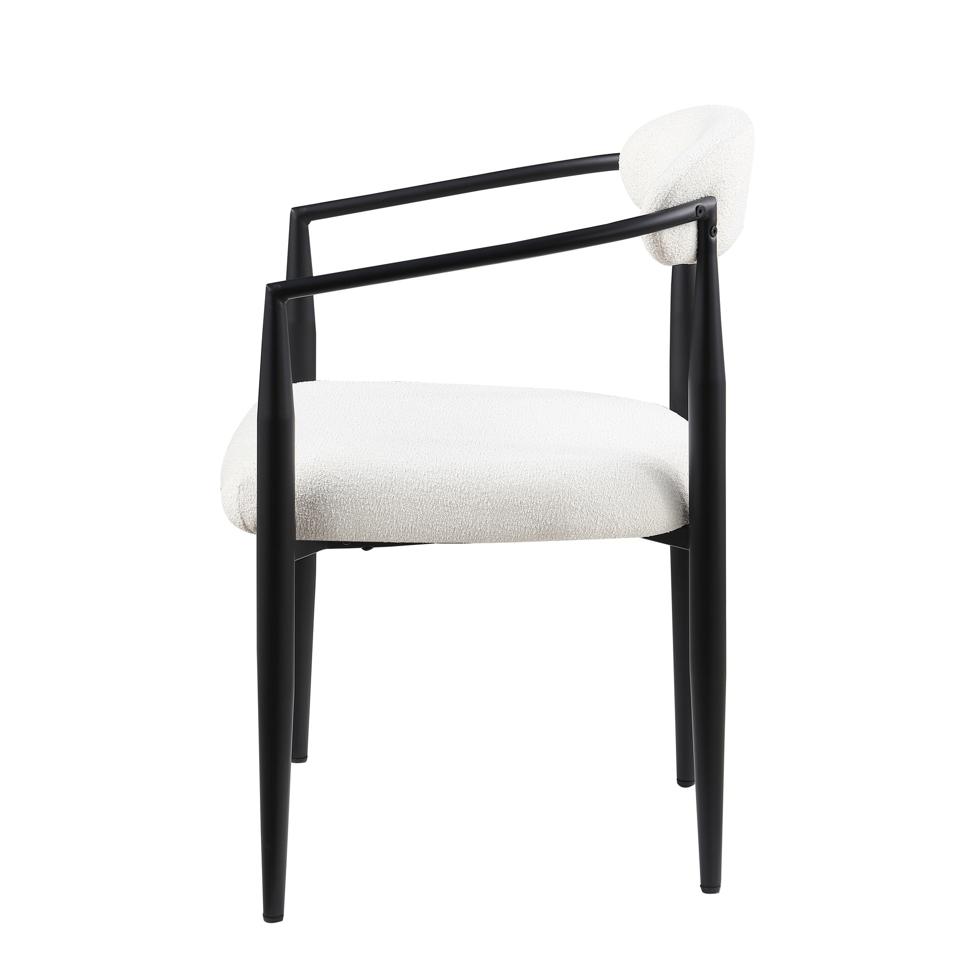 Woker Dining Chairs Set of 2, Mid-Century Modern Dining Chairs, Kitchen Dining Room Chairs, Round Boucle Backrest Sherpa Dining Chair with Black Metal Legs