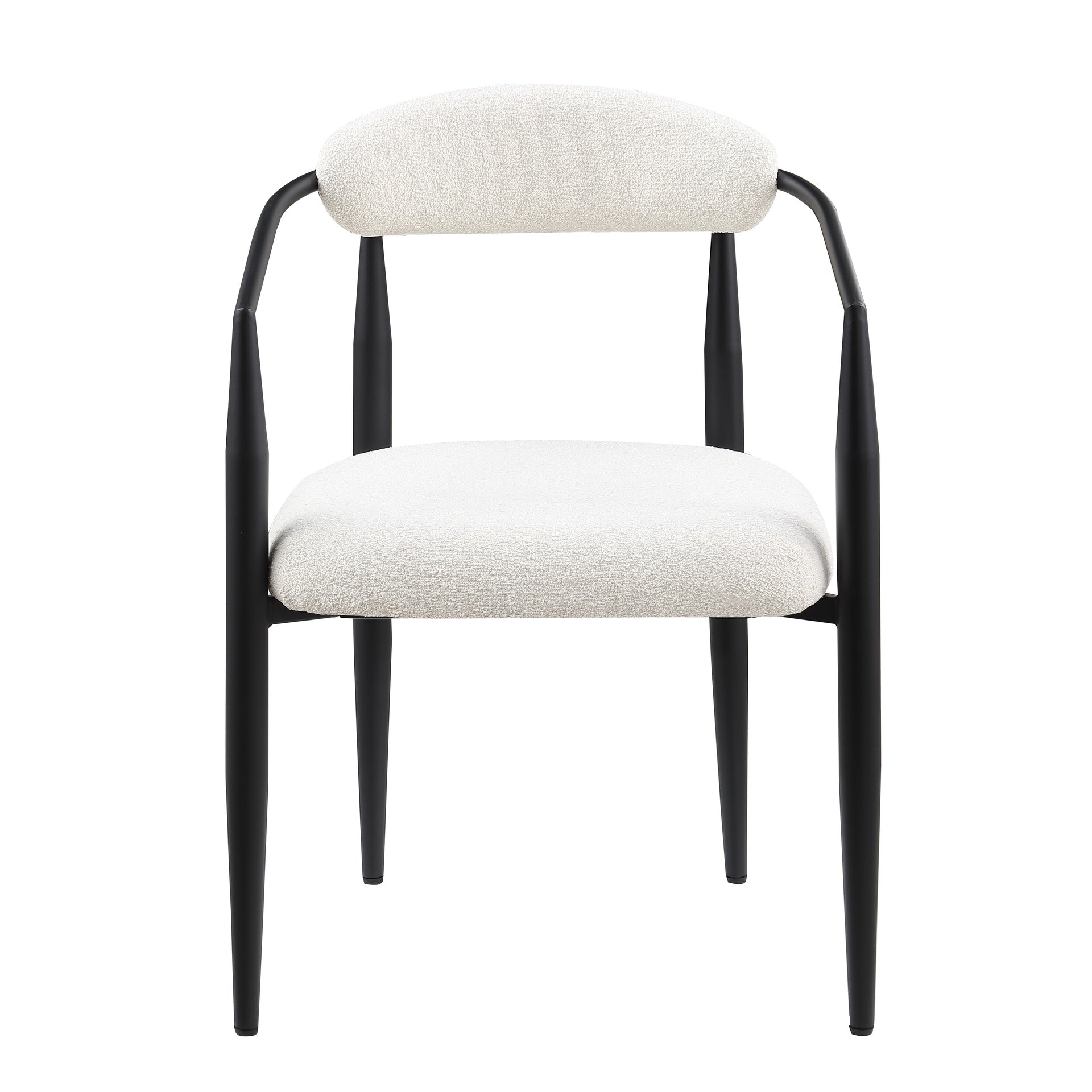 Woker Dining Chairs Set of 2, Mid-Century Modern Dining Chairs, Kitchen Dining Room Chairs, Round Boucle Backrest Sherpa Dining Chair with Black Metal Legs