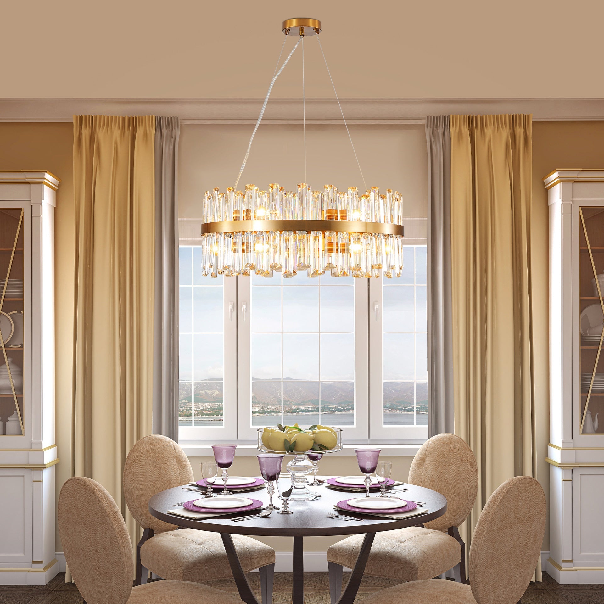 23.6 Inches Luxury Chandeliers Crystal Living Room Bedroom Decorative Lights Simple Modern Dining Room LED Lighting,for Home Decor (Bulbs Not Included)
