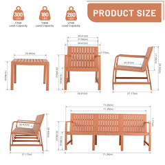 Holiday - 5-Piece Indoor/Outdoor Furniture Set - 3-Seater Sofa,2 Chairs & 2 Coffee Tables Waterproof PP Material- Easy Assembly Patio Conversation Set (Apricot Brown )
