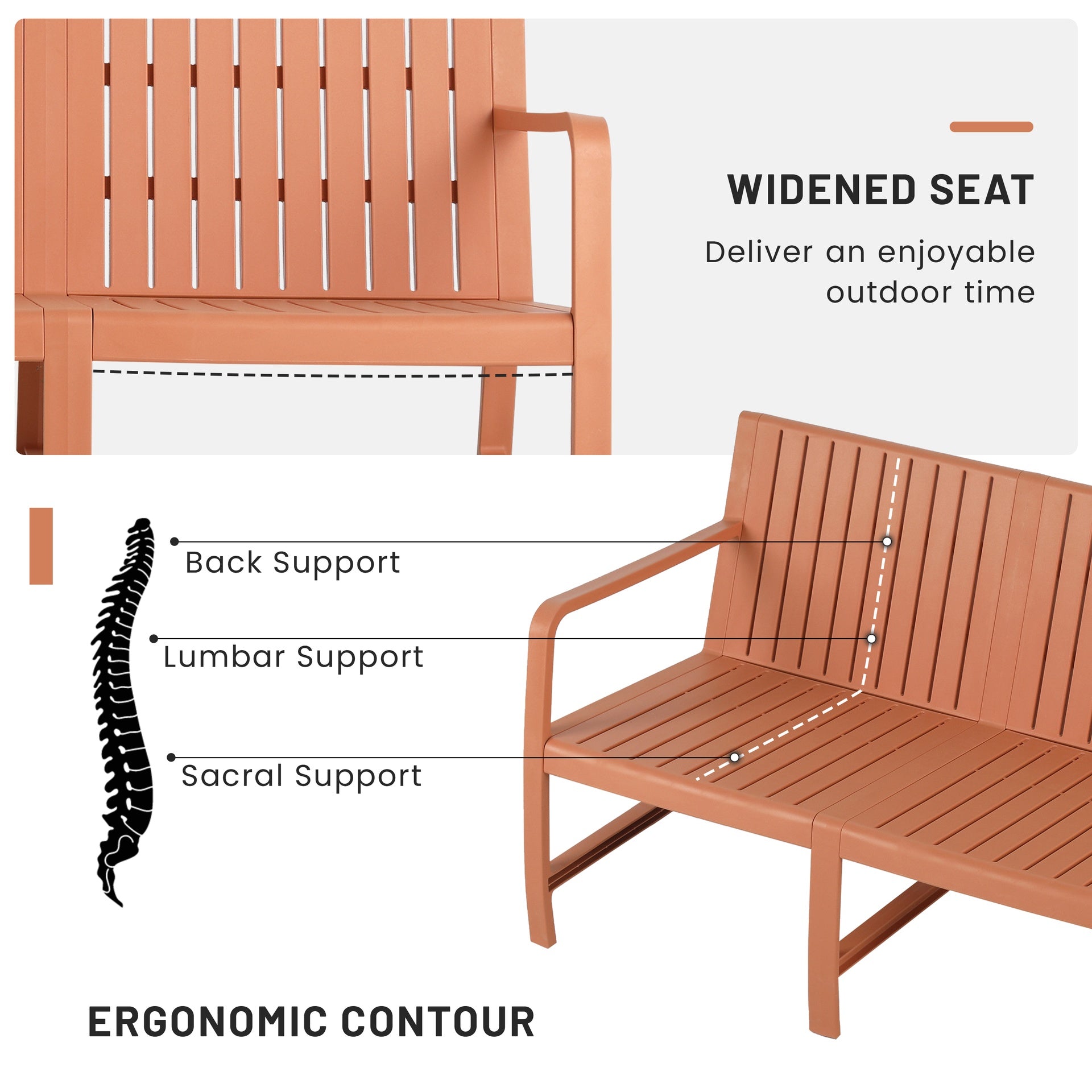 Holiday - 1-Piece Indoor/Outdoor Furniture 3-Seater Sofa Waterproof PP Material - Easy Assembly Patio Conversation Set (Apricot Brown)