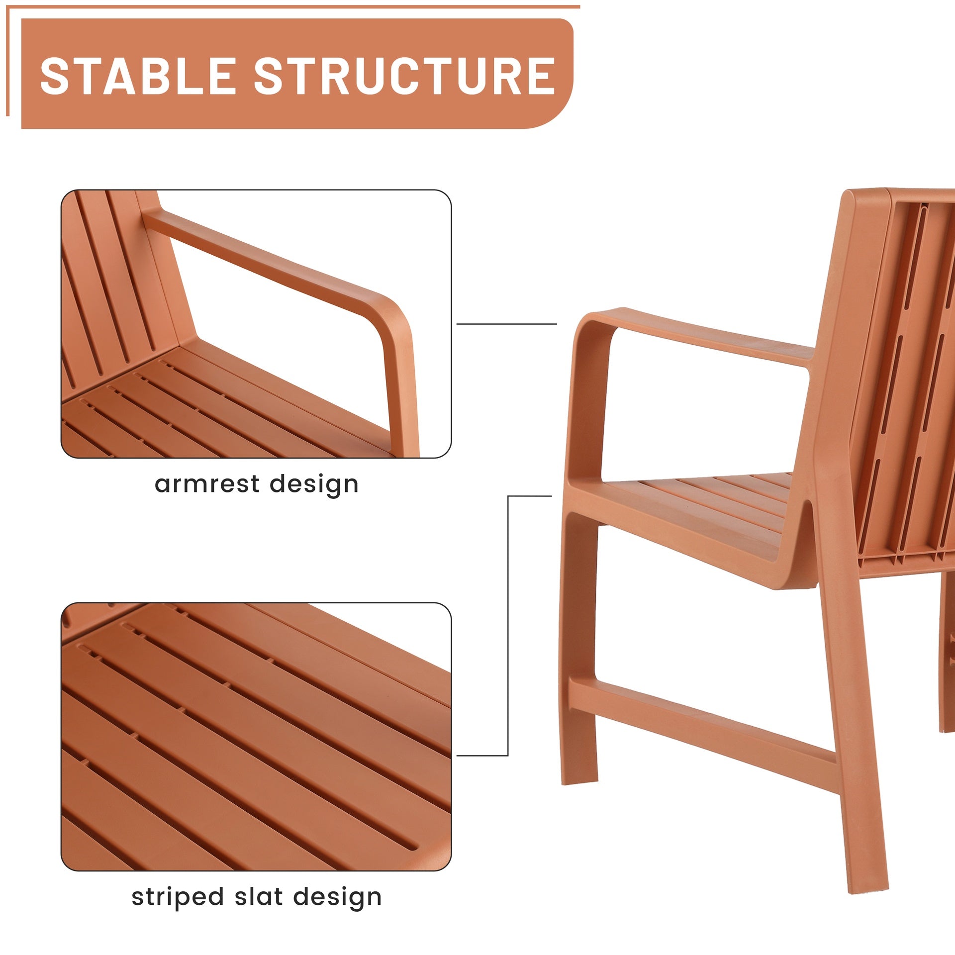 Holiday - 1-Piece Indoor/Outdoor Furniture 3-Seater Sofa Waterproof PP Material - Easy Assembly Patio Conversation Set (Apricot Brown)