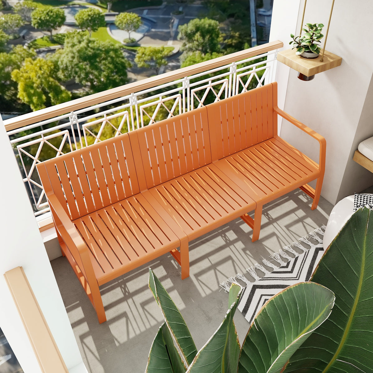 Holiday - 1-Piece Indoor/Outdoor Furniture 3-Seater Sofa Waterproof PP Material - Easy Assembly Patio Conversation Set (Apricot Brown)