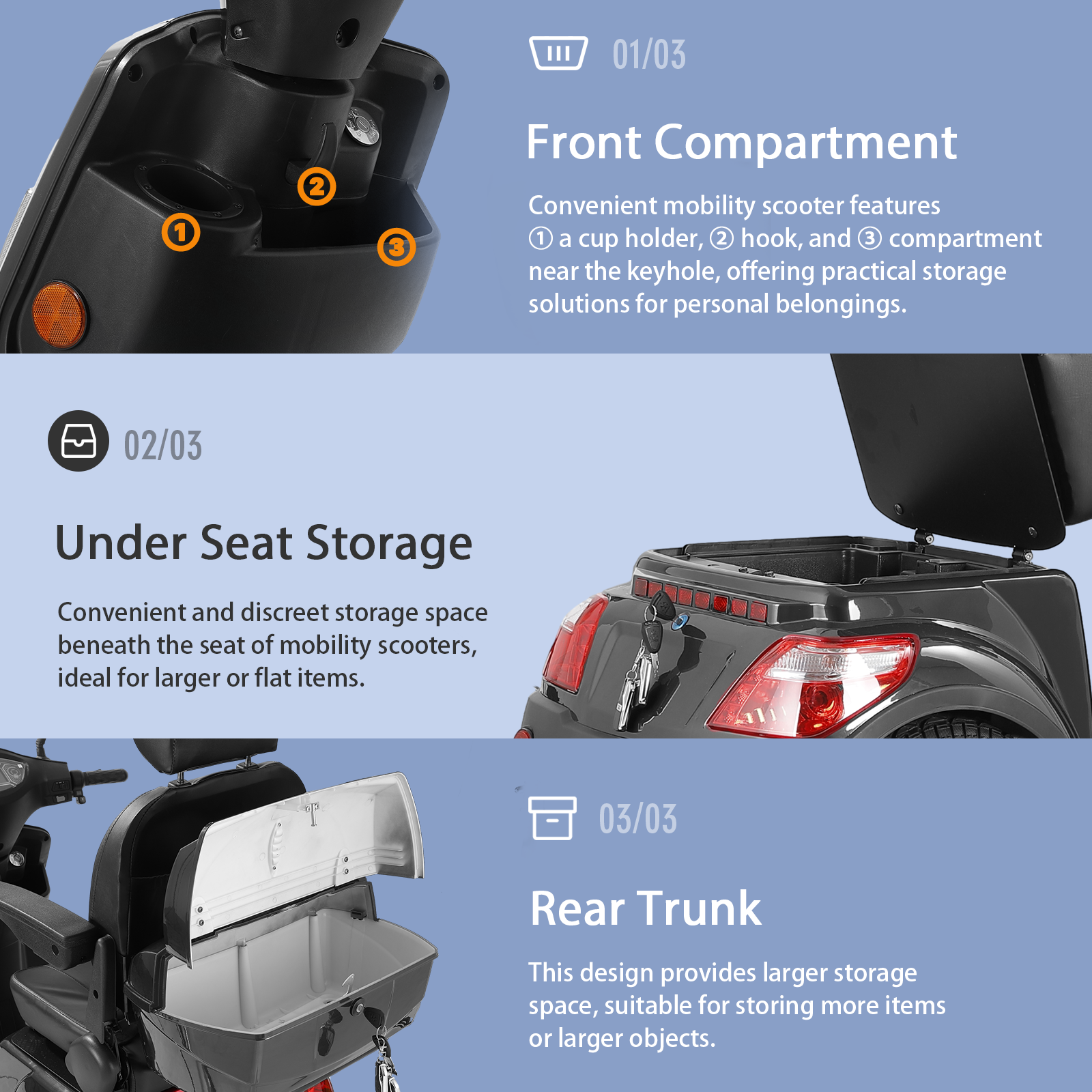 Mobility Scooters for Seniors  500lbs Capacity  800W All Terrain Electric Powered Mobility Cart   Heavy Duty Mobility Scooter