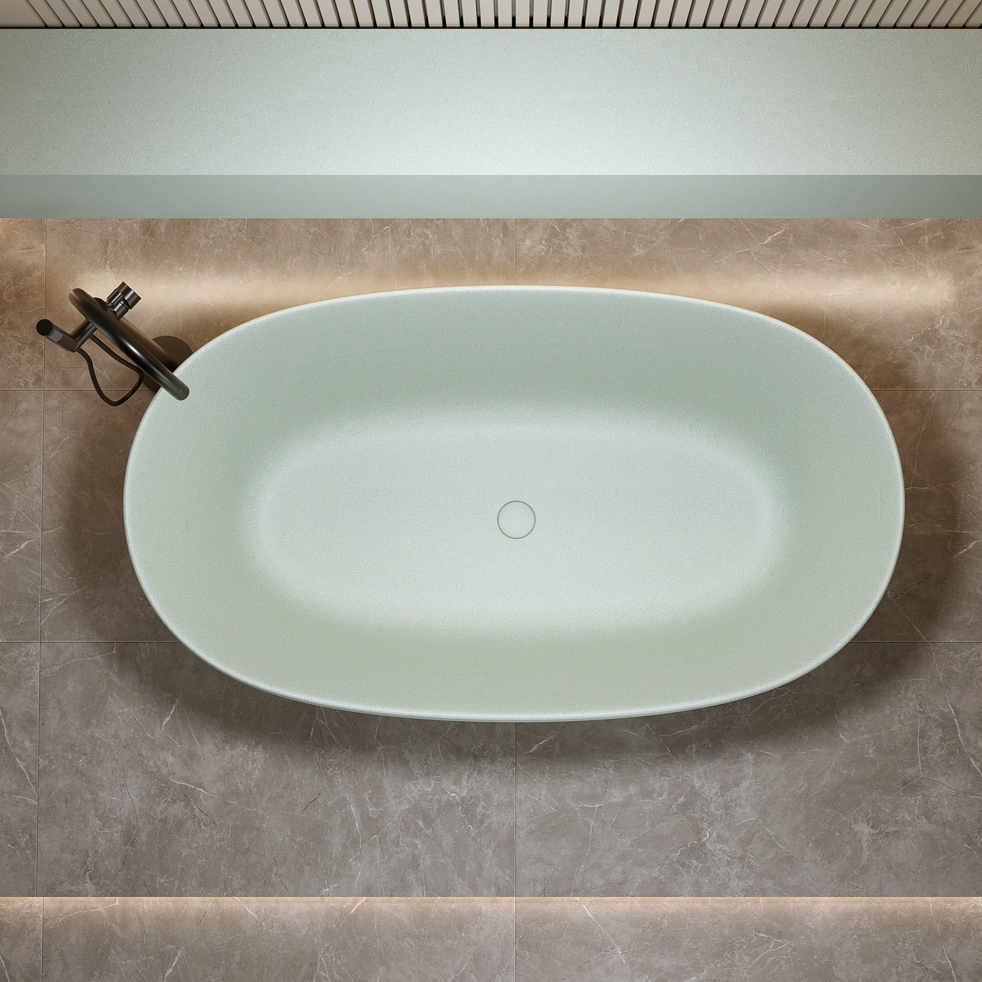 47'' Freestanding Bathtub Resin Stone Soaking Bathtub Solid Surface Modern Tubs with Overflow and Pop-up Drain