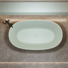 47'' Freestanding Bathtub Resin Stone Soaking Bathtub Solid Surface Modern Tubs with Overflow and Pop-up Drain