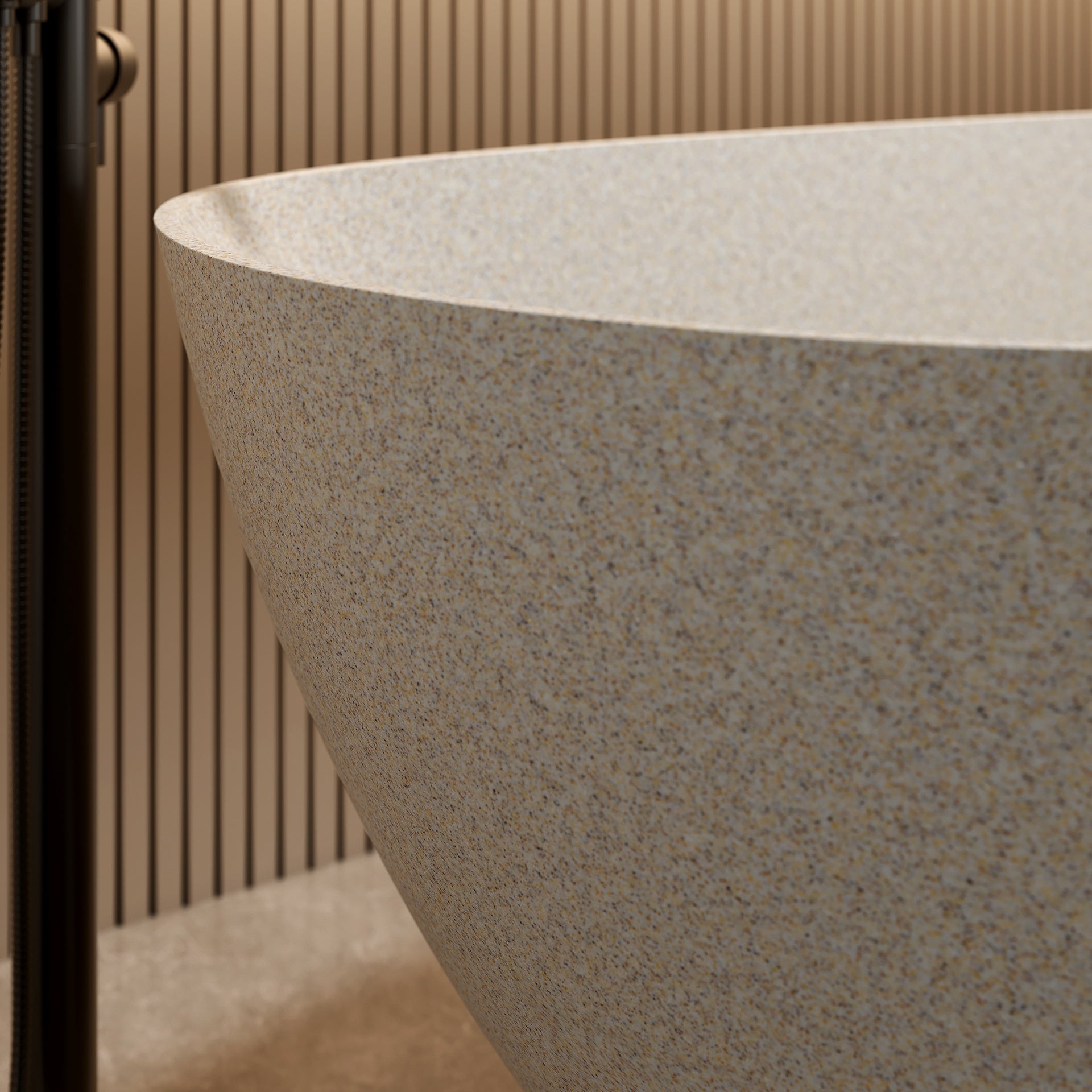 69'' Freestanding Bathtub Resin Stone Soaking Bathtub Solid Surface Modern Tubs with Overflow and Pop-up Drain