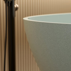 59'' Freestanding Bathtub Resin Stone Soaking Bathtub Solid Surface Modern Tubs with Overflow and Pop-up Drain