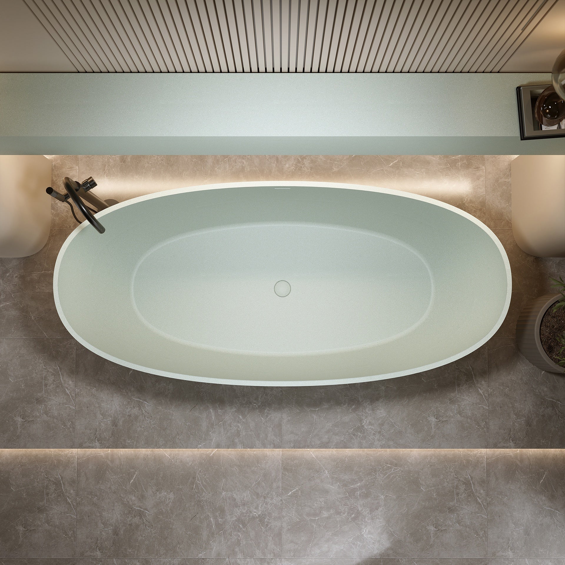 71'' Freestanding Bathtub Resin Stone Soaking Bathtub Solid Surface Modern Tubs with Overflow and Pop-up Drain