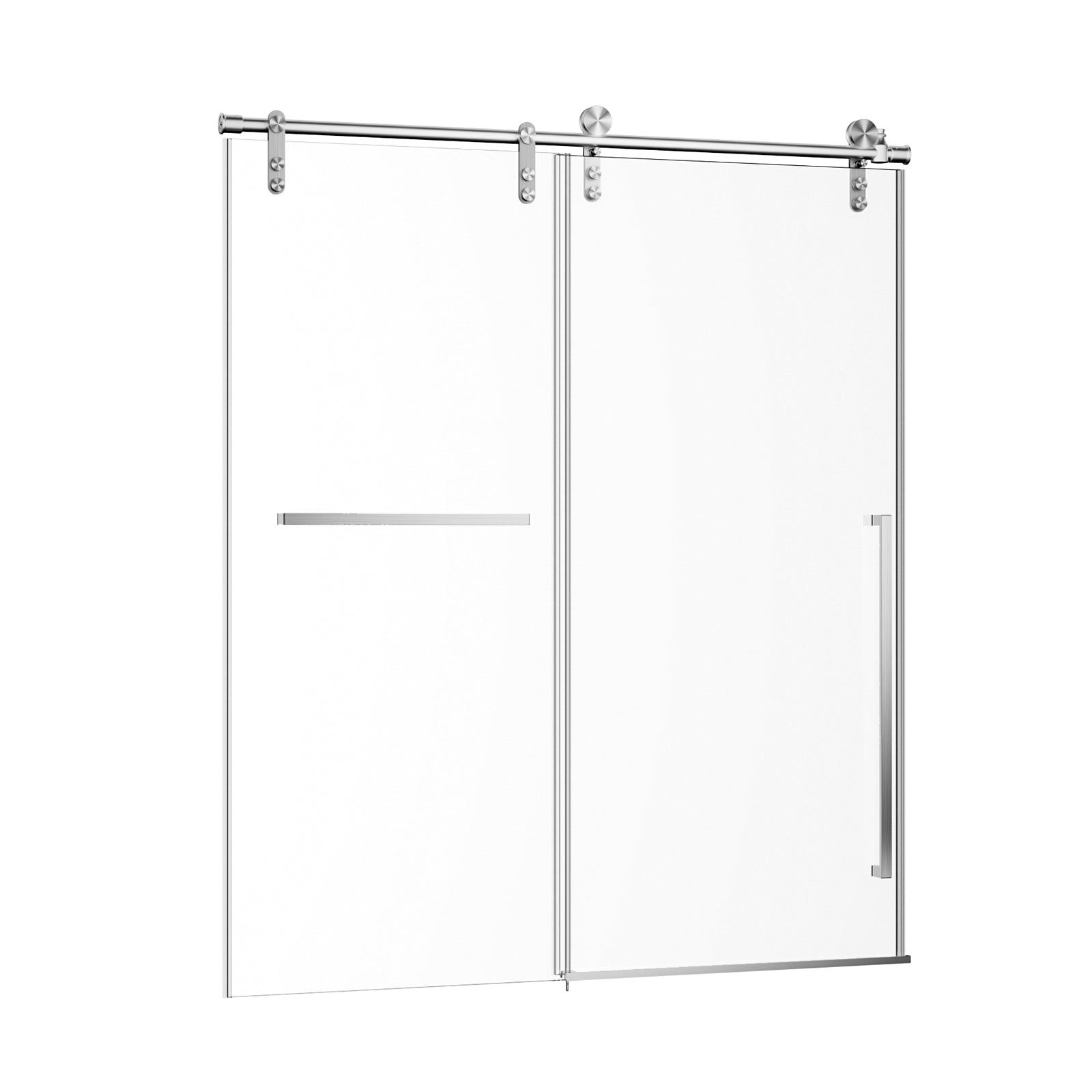 44"-48" W x 76" H Frameless Sliding Shower Door, Brushed Nickel Shower Screen, 5/16" (8mm) Clear Tempered Glass With Explosion-proof Film