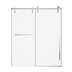44"-48" W x 76" H Frameless Sliding Shower Door, Brushed Nickel Shower Screen, 5/16" (8mm) Clear Tempered Glass With Explosion-proof Film