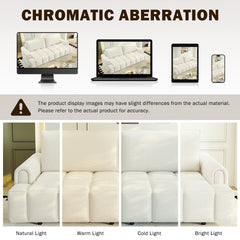 90.2" Comfy 4-Seater Modern Teddy Fabric Couch with Seats Storage, King Size 3-in-1 Convertible Sleeper Sofa Bed for Living Room,Office,Apartment,Beige/White(Old SKU:W1885S00249)