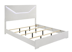 Blanca Modern Style 5 Pc King Bedroom Set with LED Headboard Made with Wood in White
