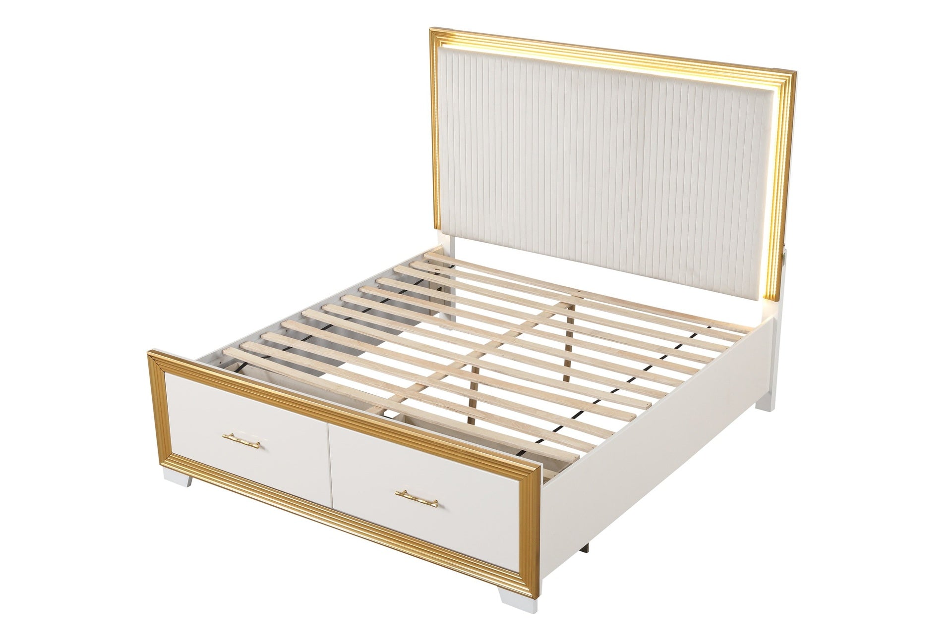 OBSESSION Contemporary Style Queen Tufted Bed Made with Wood & Gold Finish (CA INVENTORY)