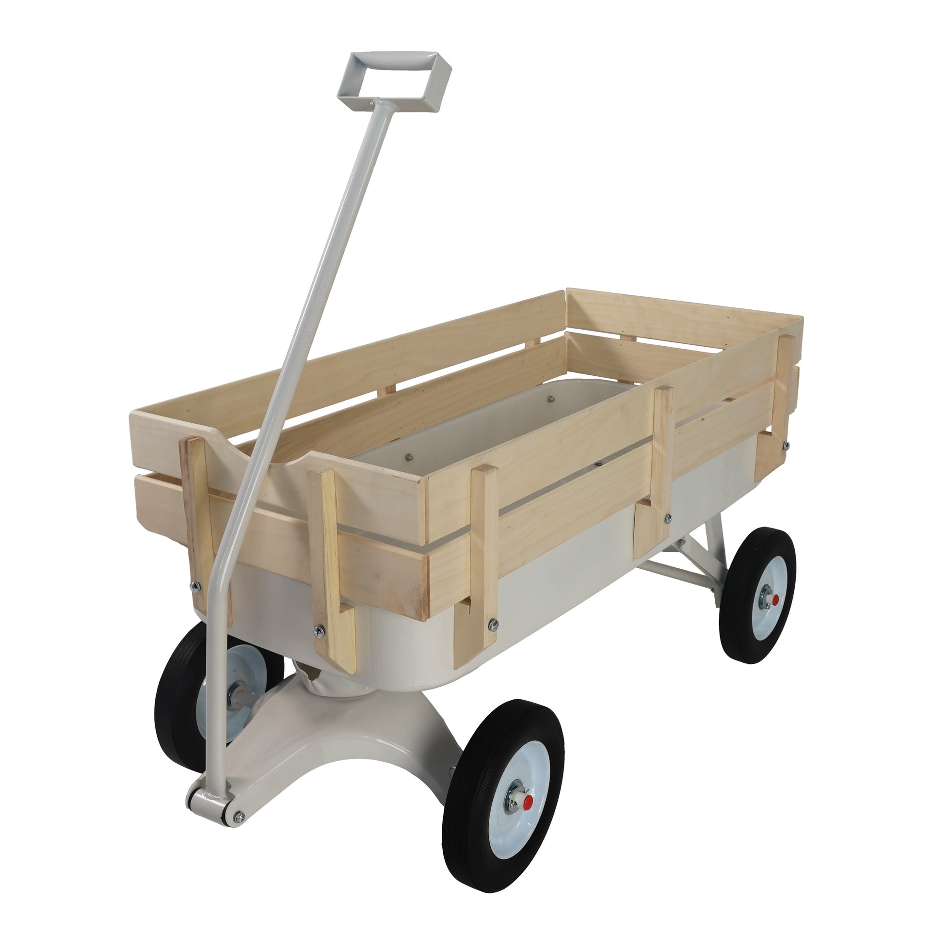 Outdoor carriage, all terrains, wooden railings, solid tires, garden carriage,Load-bearing capacity: 176LBS