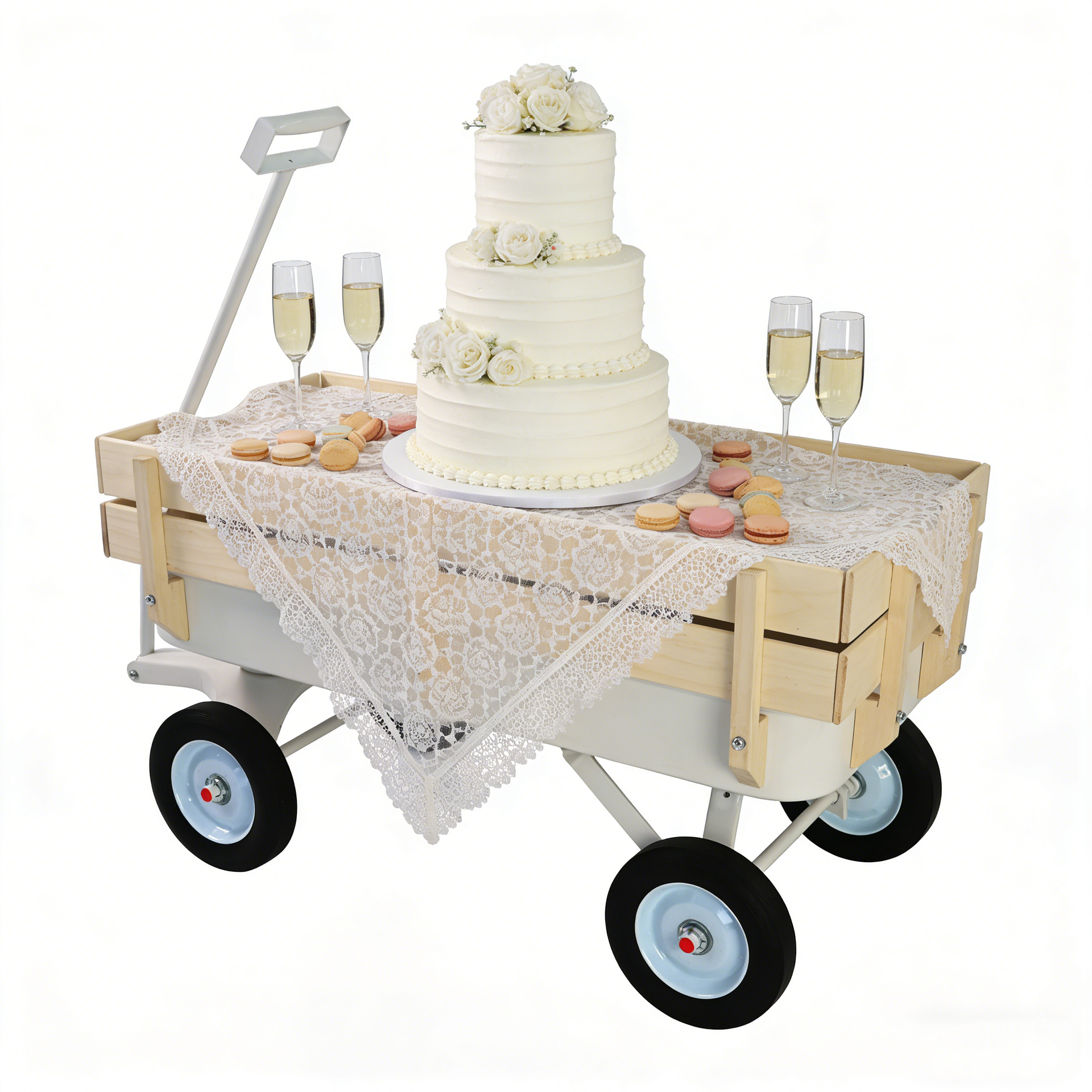 Outdoor carriage, all terrains, wooden railings, solid tires, garden carriage,Load-bearing capacity: 176LBS