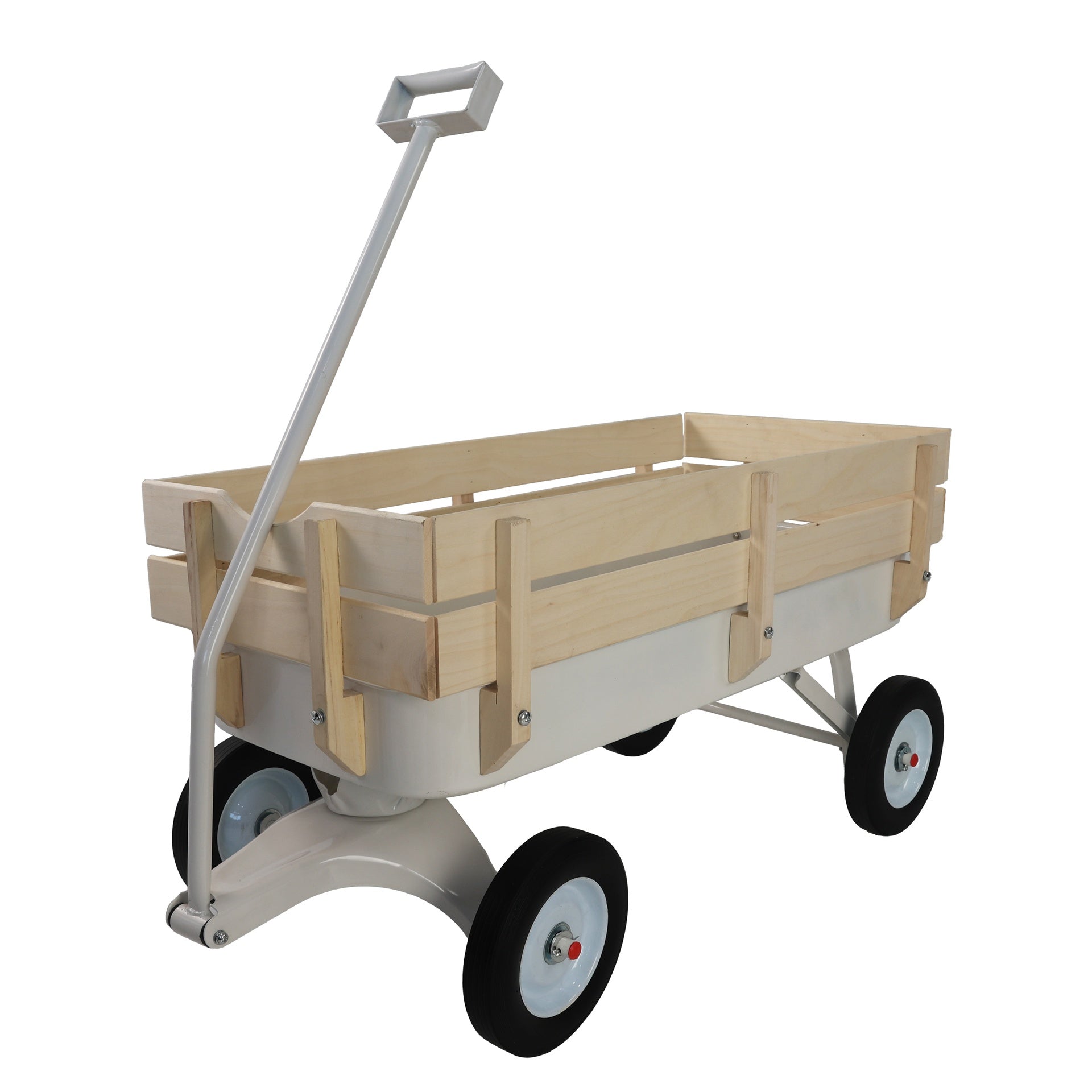 Outdoor carriage, all terrains, wooden railings, solid tires, garden carriage,Load-bearing capacity: 176LBS