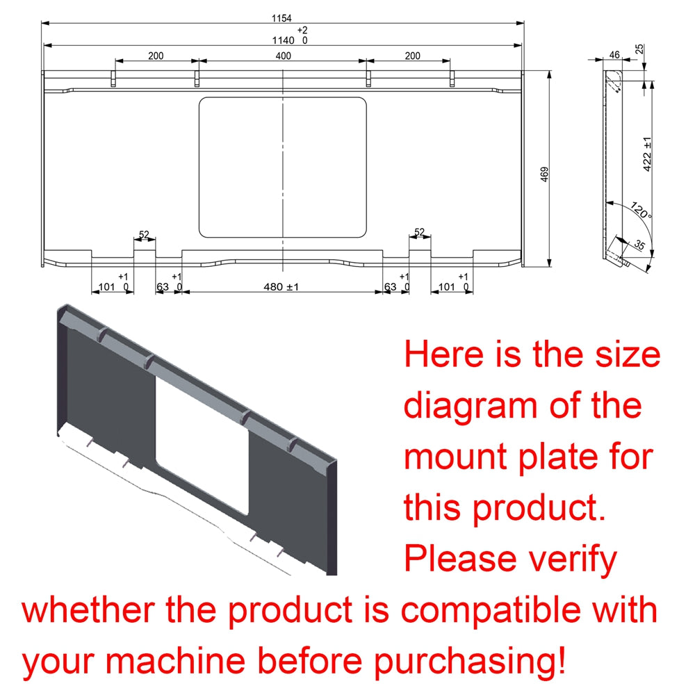 Skid Steer Rotary Rock Picker Attachment 30" Diameter Drum Model, 55" Barrel Depth, Universal Mount