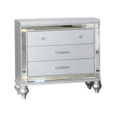 Modern Style Mirror Framed 3-Drawer Nightstand Made with Wood in Silver same as 808857880529 (CA inventory)
