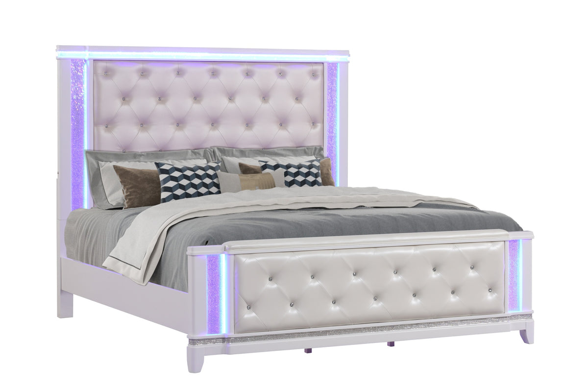 Opium King Bed in Milky White (CA Inventory)
