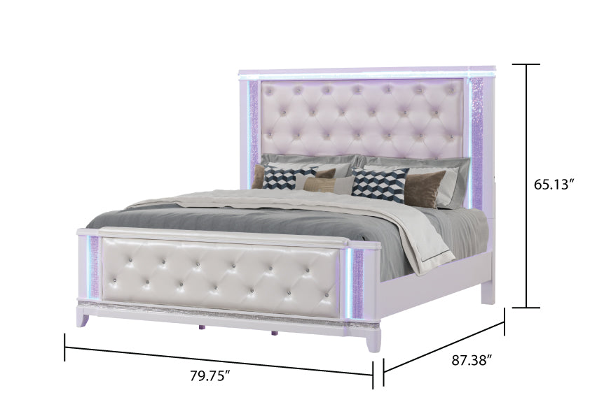 Opium King Bed in Milky White (CA Inventory)