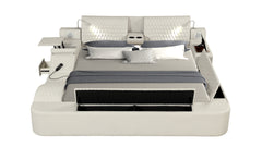 ZOYA Smart Multifunctional Queen Size Bed with Massager Made with Wood and Faux Leather in Beige(California Available Stock)