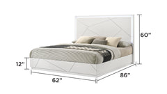 Manhattan Queen 4-Piece Bedroom Set – Modern Design with Lacquer Finish, Geometric Accents, and LED Lighting (CA Inventory)