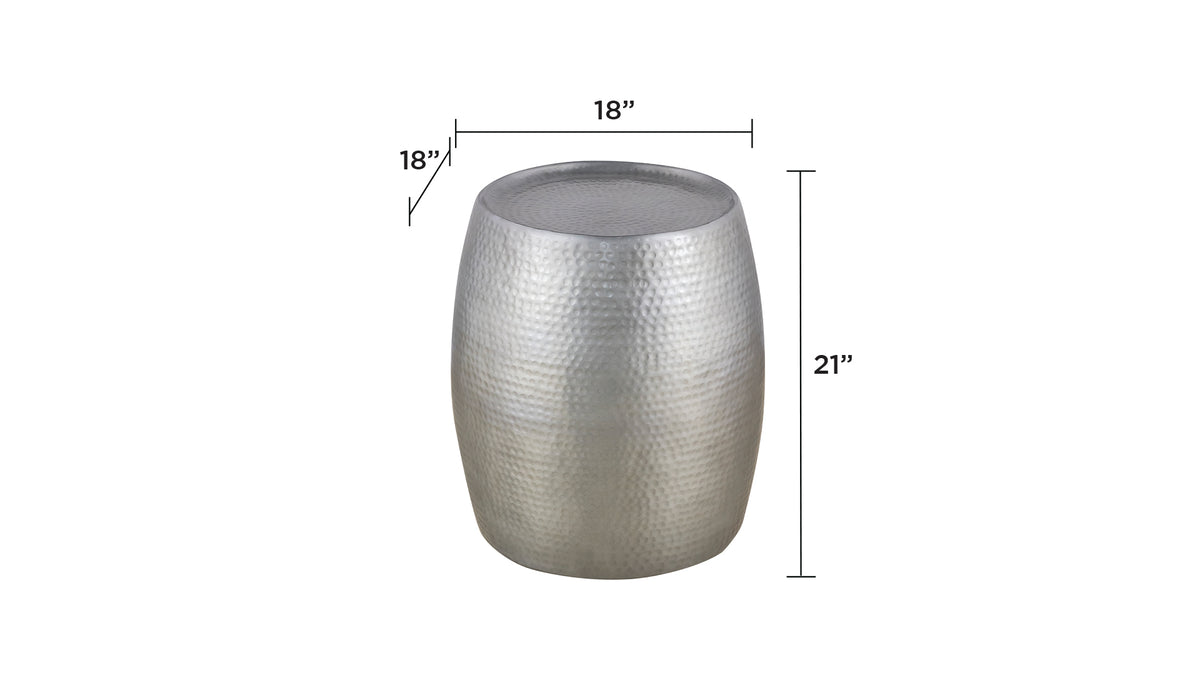 CT501 & ET501 Modern Contemporary Round Aluminum material 32" Coffee Table and 21"Height End Table Set 2PC Tables with Glossy Hand Hammered Design Antique Silver