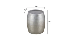 CT501 & ET501 Modern Contemporary Round Aluminum material 32" Coffee Table and 21"Height End Table Set 2PC Tables with Glossy Hand Hammered Design Antique Silver