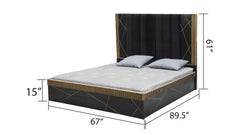 Modern Style Queen Bed Made With Mango Wood and Finished with Brass Metal