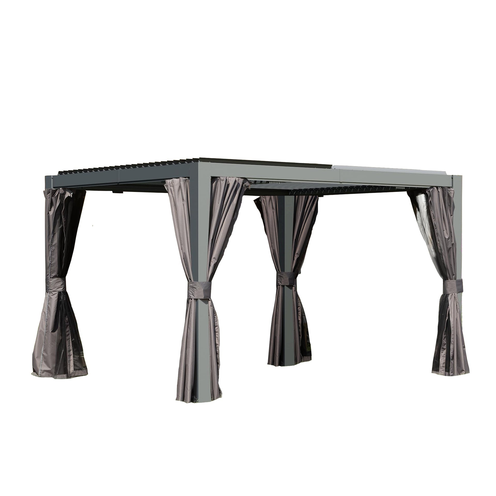 10x12 FT Outdoor Louvered Pergola with Adjustable Louvers-Gray