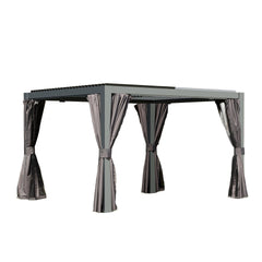 10x12 FT Outdoor Louvered Pergola with Adjustable Louvers-Gray
