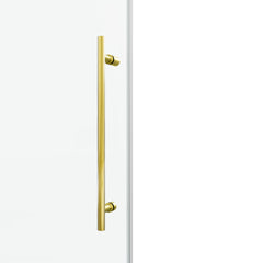 60*66"Fixed & Sliding Shower Door, Round Tube Hardware, Clear Glass Shower Door, 3/8″ (10mm) SGCC Tempered Glass, Stainless Steel