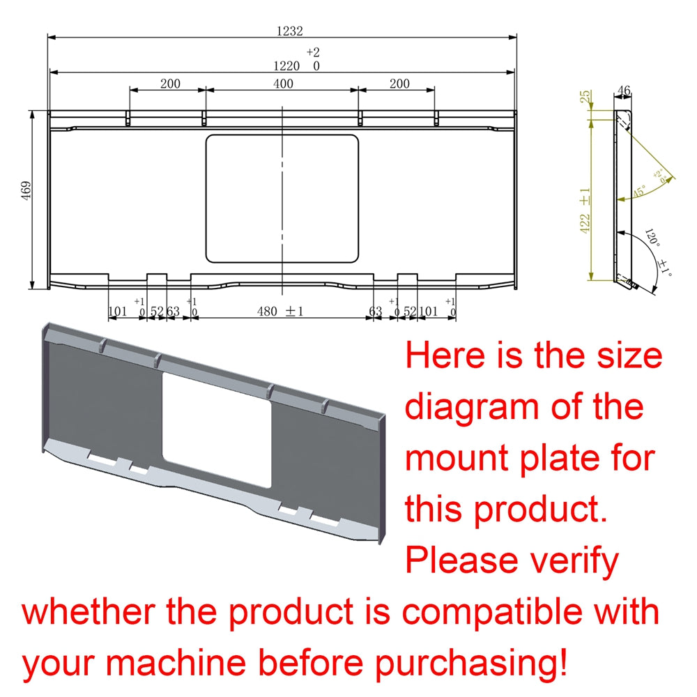 48'' HD Pallet Forks Hay Spear Skid Steer Quick Tach