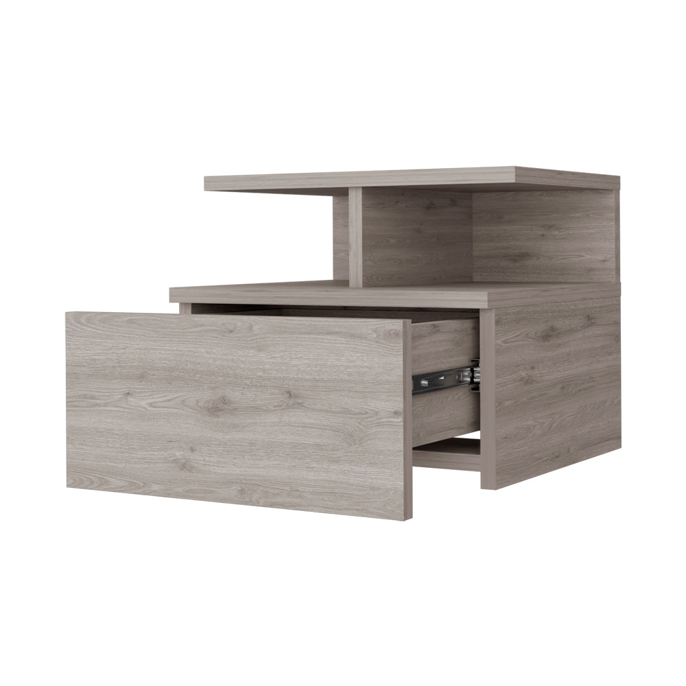 Augusta Floating Nightstand with 2-Tier Shelf and 1-Drawer
