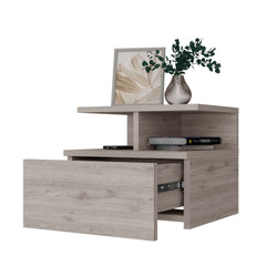 Augusta Floating Nightstand with 2-Tier Shelf and 1-Drawer