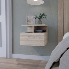 Augusta Floating Nightstand with 2-Tier Shelf and 1-Drawer